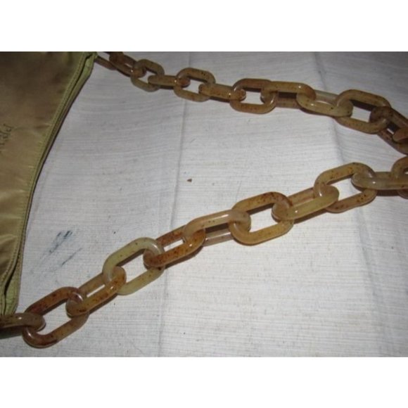 Prada Vintage Iridescent Gold Champagne Fabric With A Marbled Lucite Chain Strap - Picture 4 of 12